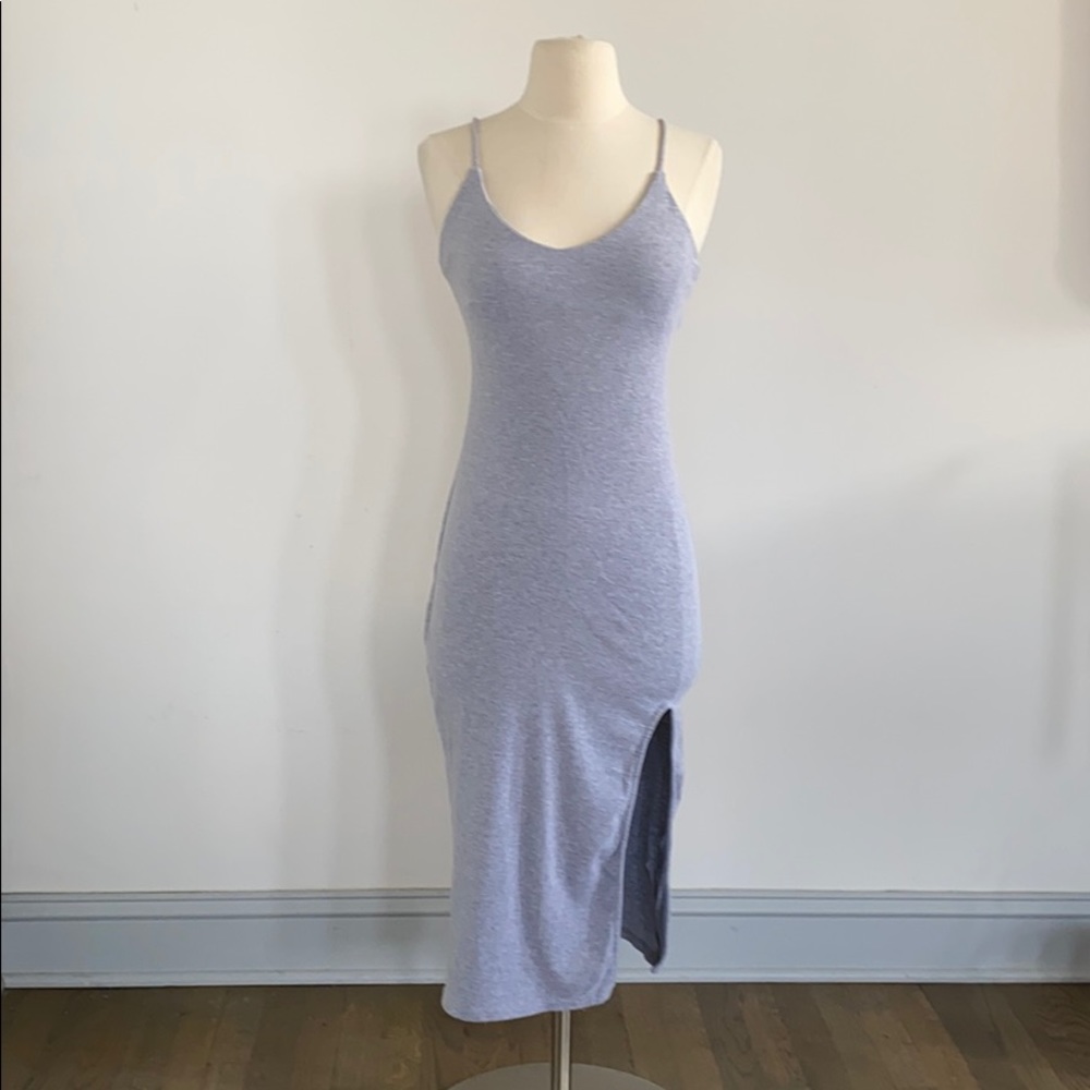 Nasty Gal Gray Rib Jersey Midi Dress